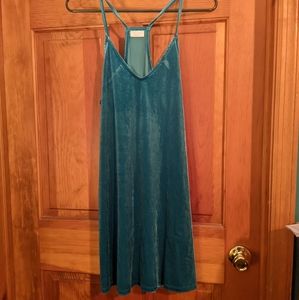 Teal velvet mini dress